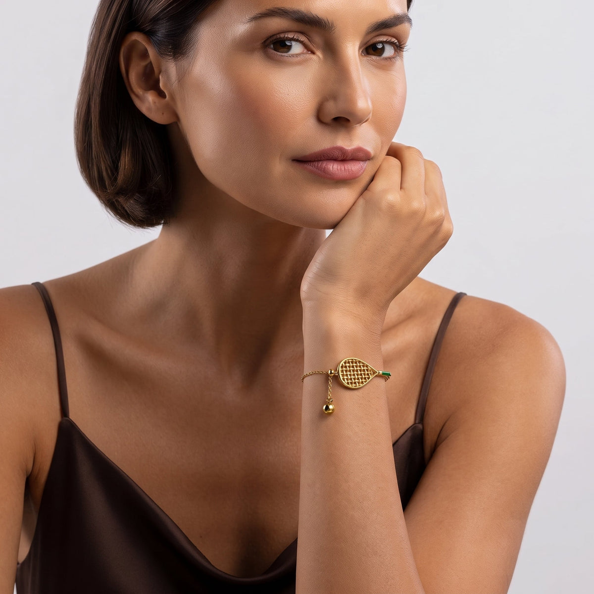 Marquise Tennis Ball & Racket Gold Bracelet
