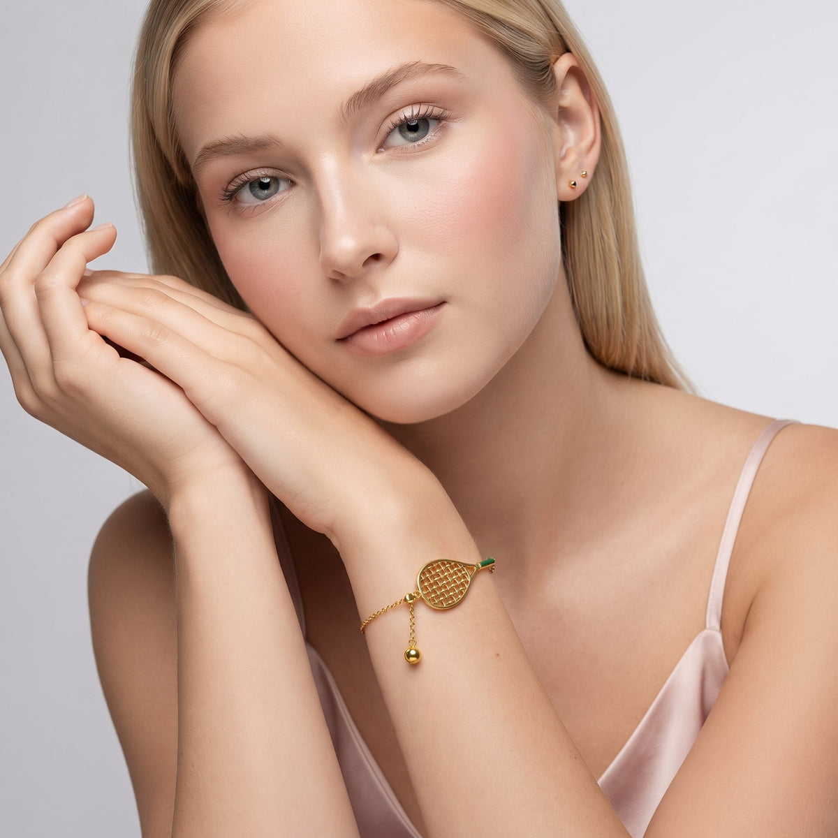 Marquise Tennis Ball & Racket Gold Bracelet