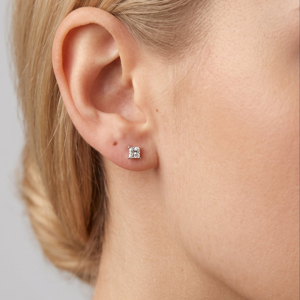 Roxane Square Crystal Silver Studs