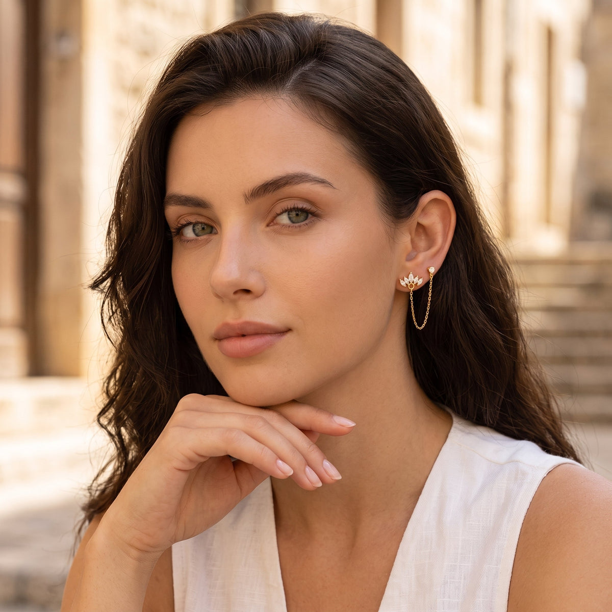Colette Crown Crystals Gold Earring