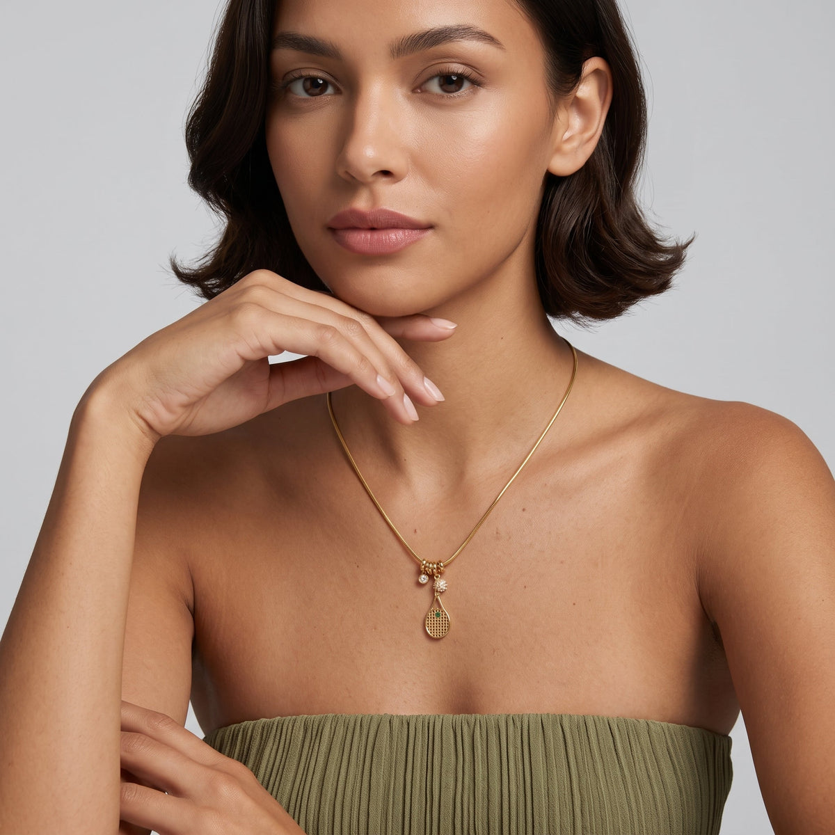 Marquise Tennis Charms Gold Necklace