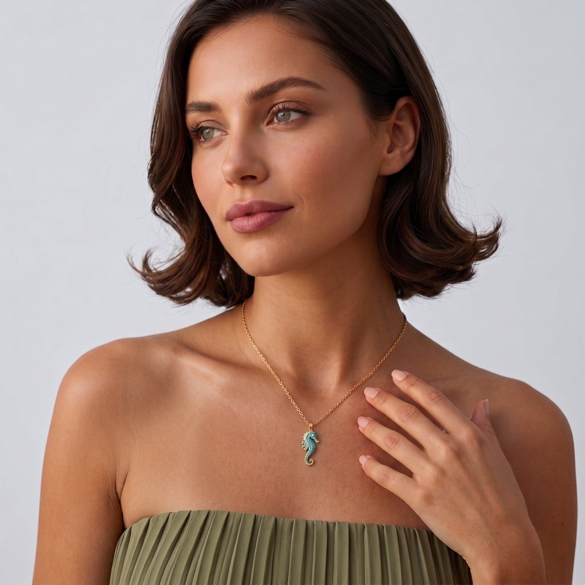 Turquoise Seahorse Gold Necklace