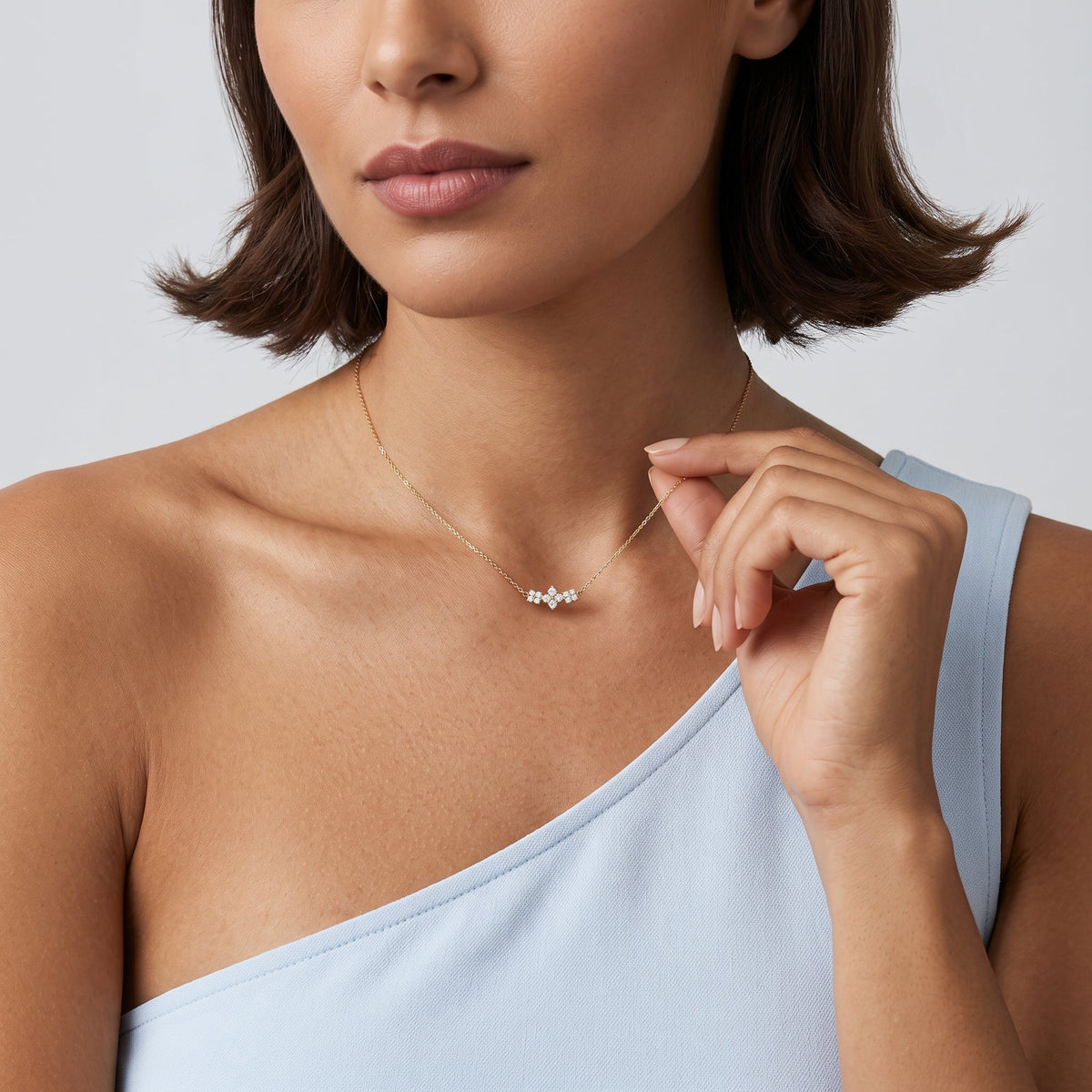 Beatrix Crystal Flowers Gold Necklace