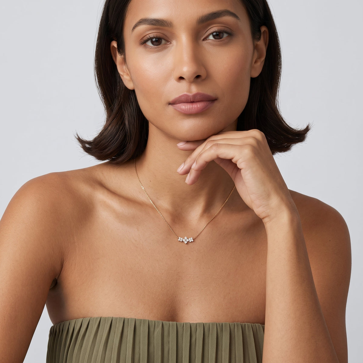 Beatrix Crystal Flowers Gold Necklace