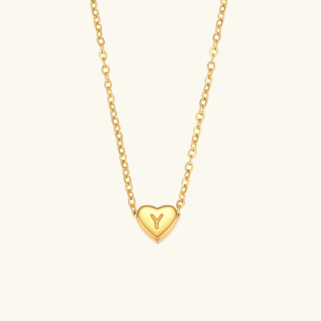 Heart Gold Initial Necklace