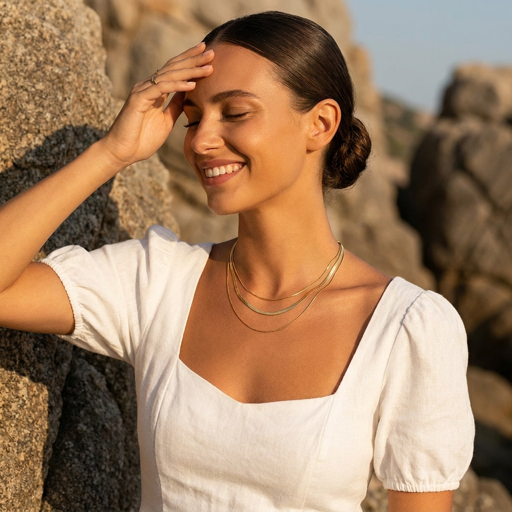 Zafina Gold Necklace layered triple chain design