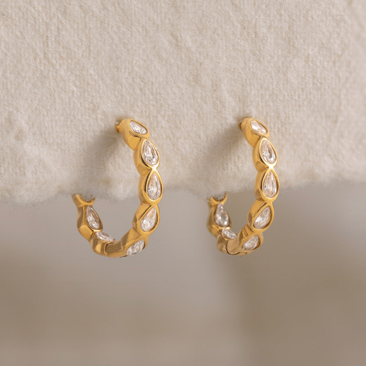 Pear Bezel Hoops
