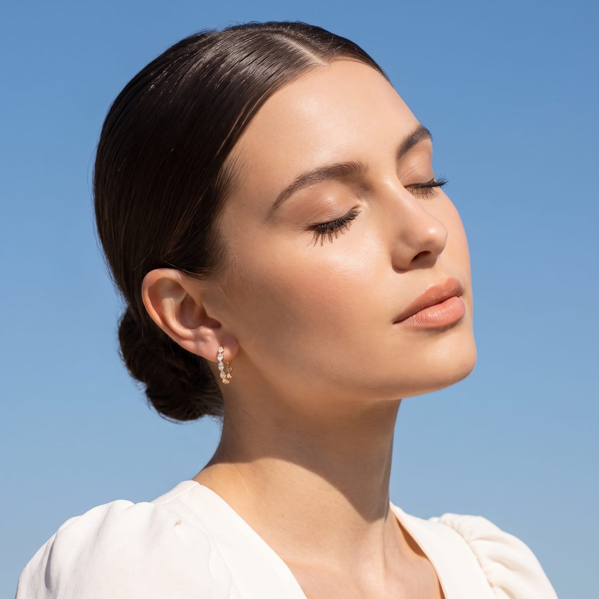 Pear Bezel Hoops