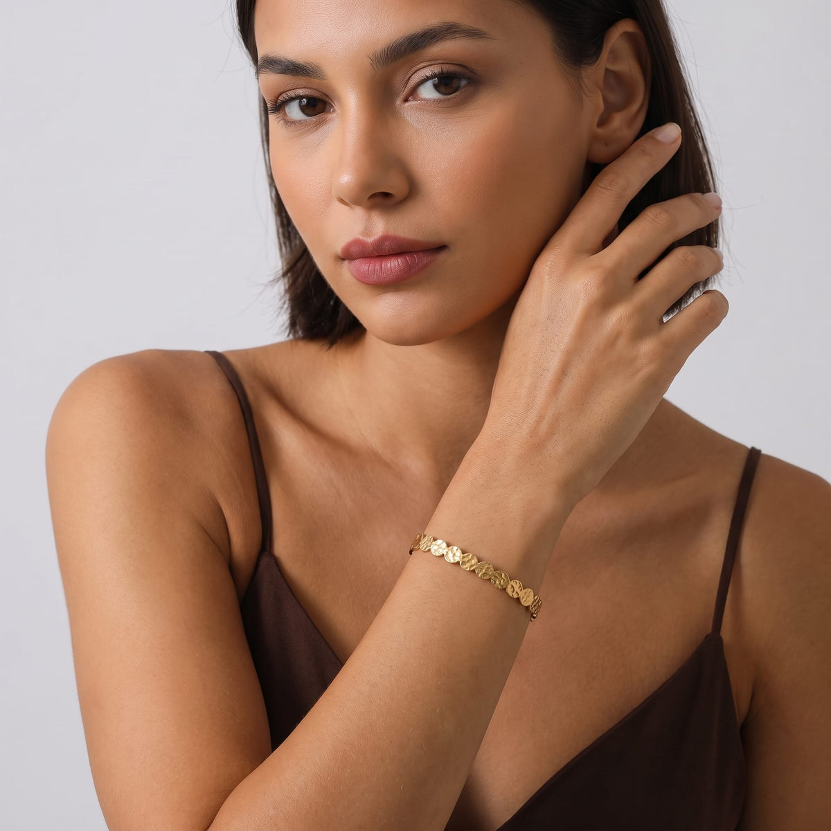 Hammered Disc Cuff