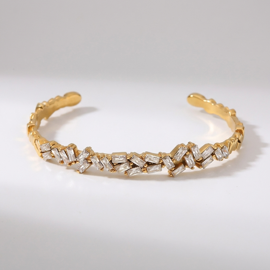 Amélie Radiant Gold Crystal Bangle with zircon accents