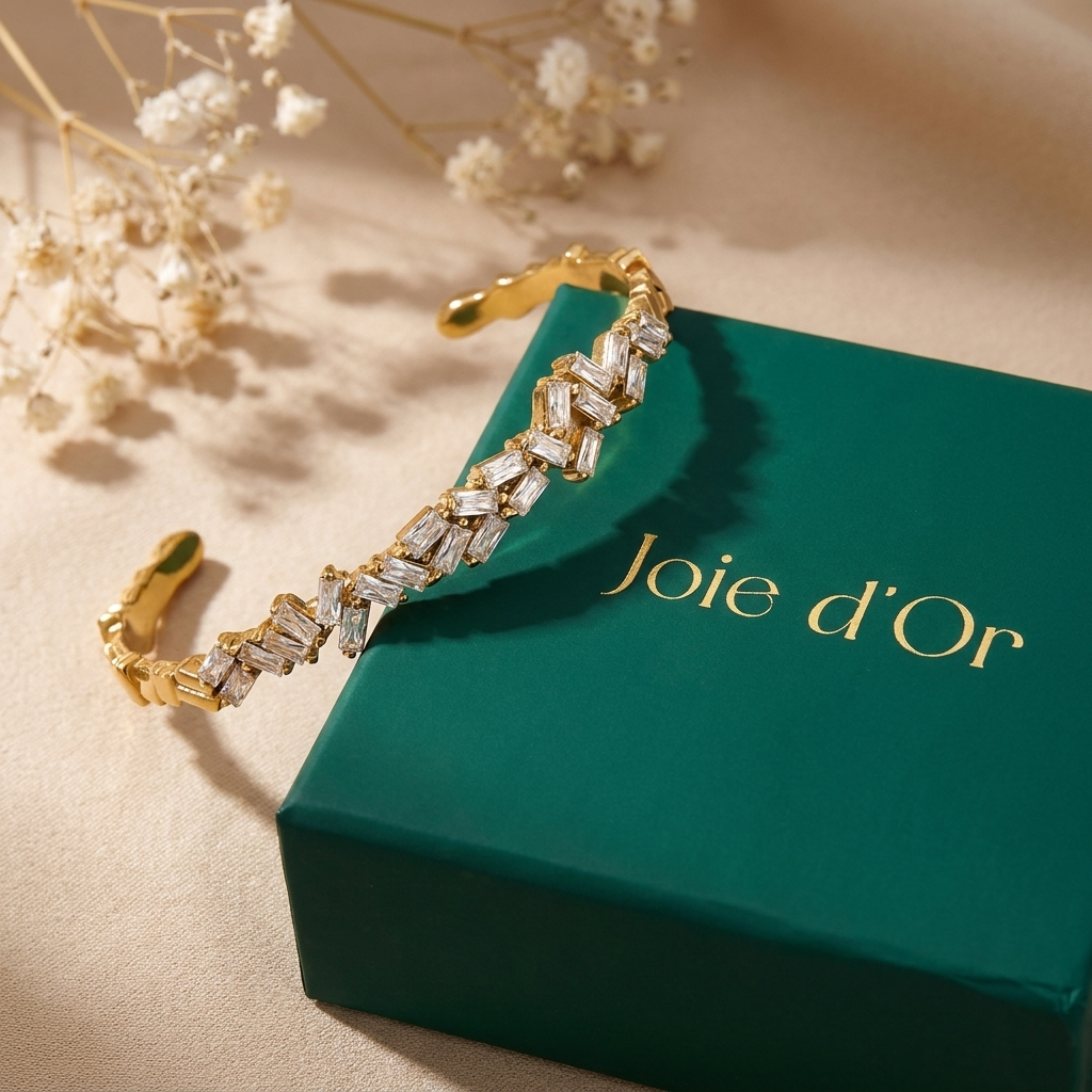 Amélie Radiant Gold Crystal Bangle with zircon accents