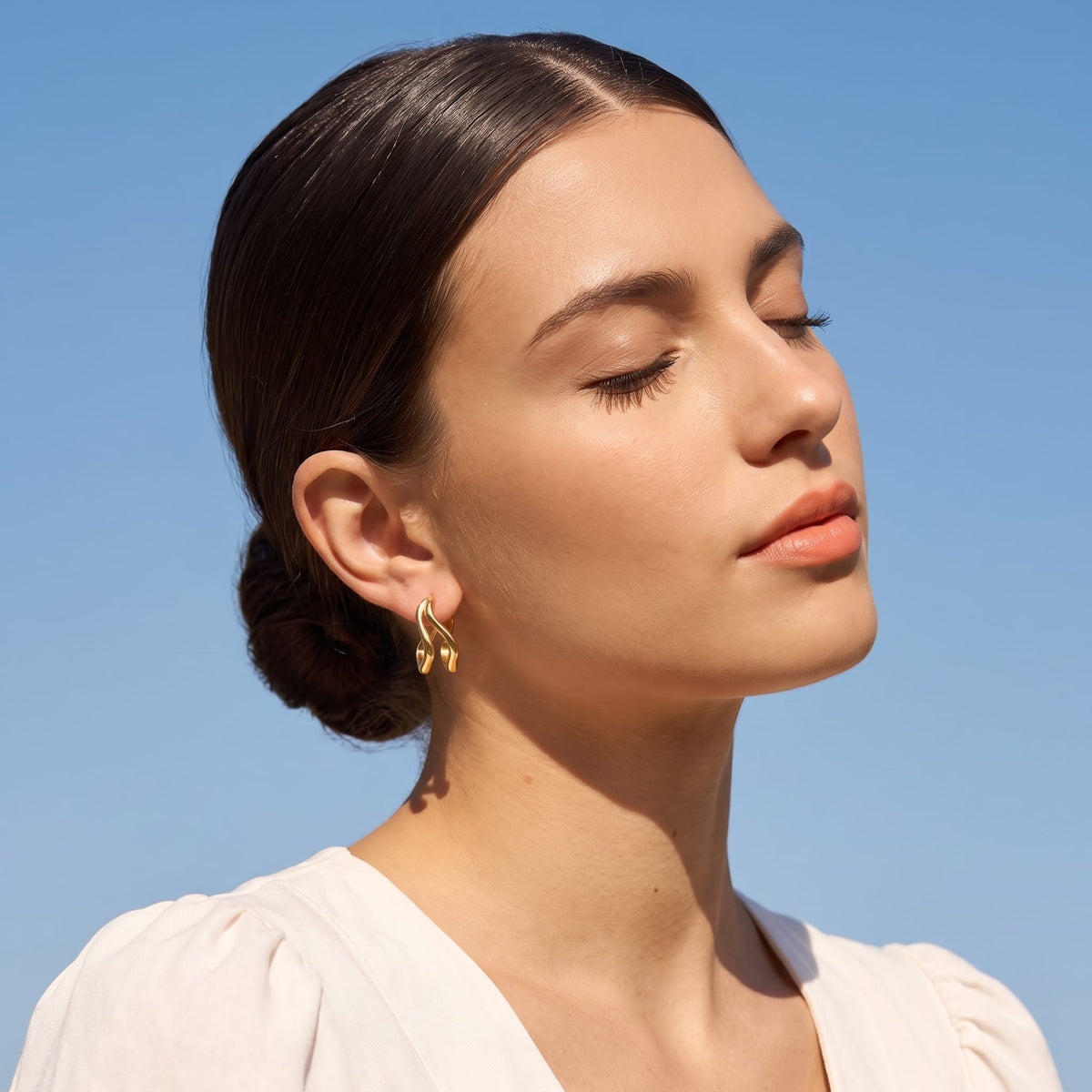 Gold Double Wave Hoops