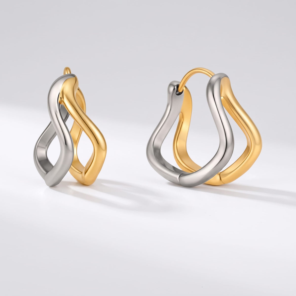 Two-Tone Double Wave Hoops