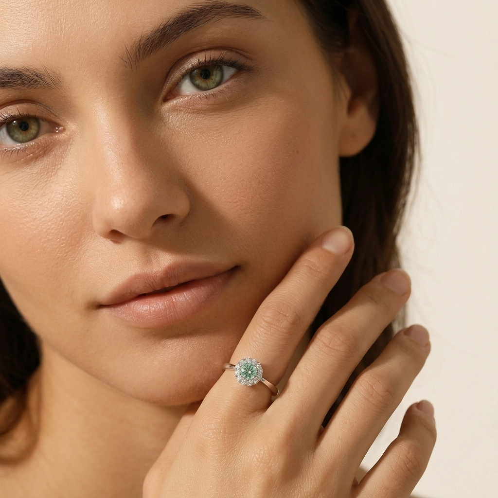 Ariana Crystal Blue Silver Ring with Sparkling Blue Crystal