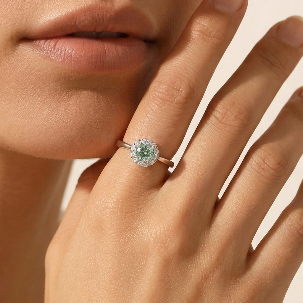 Ariana Crystal Blue Silver Ring with Sparkling Blue Crystal