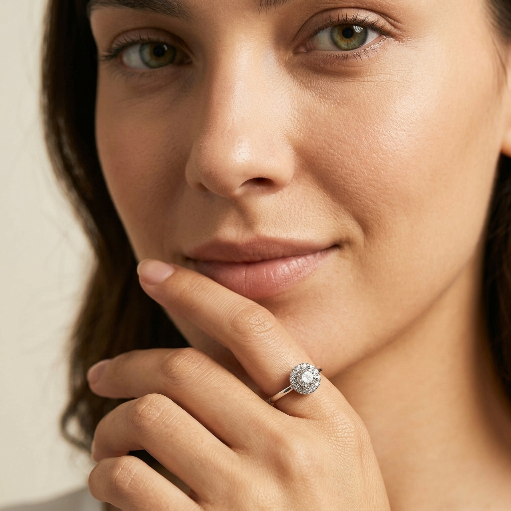 Ariana Crystal Silver Ring with Sparkling Crystal Centerpiece