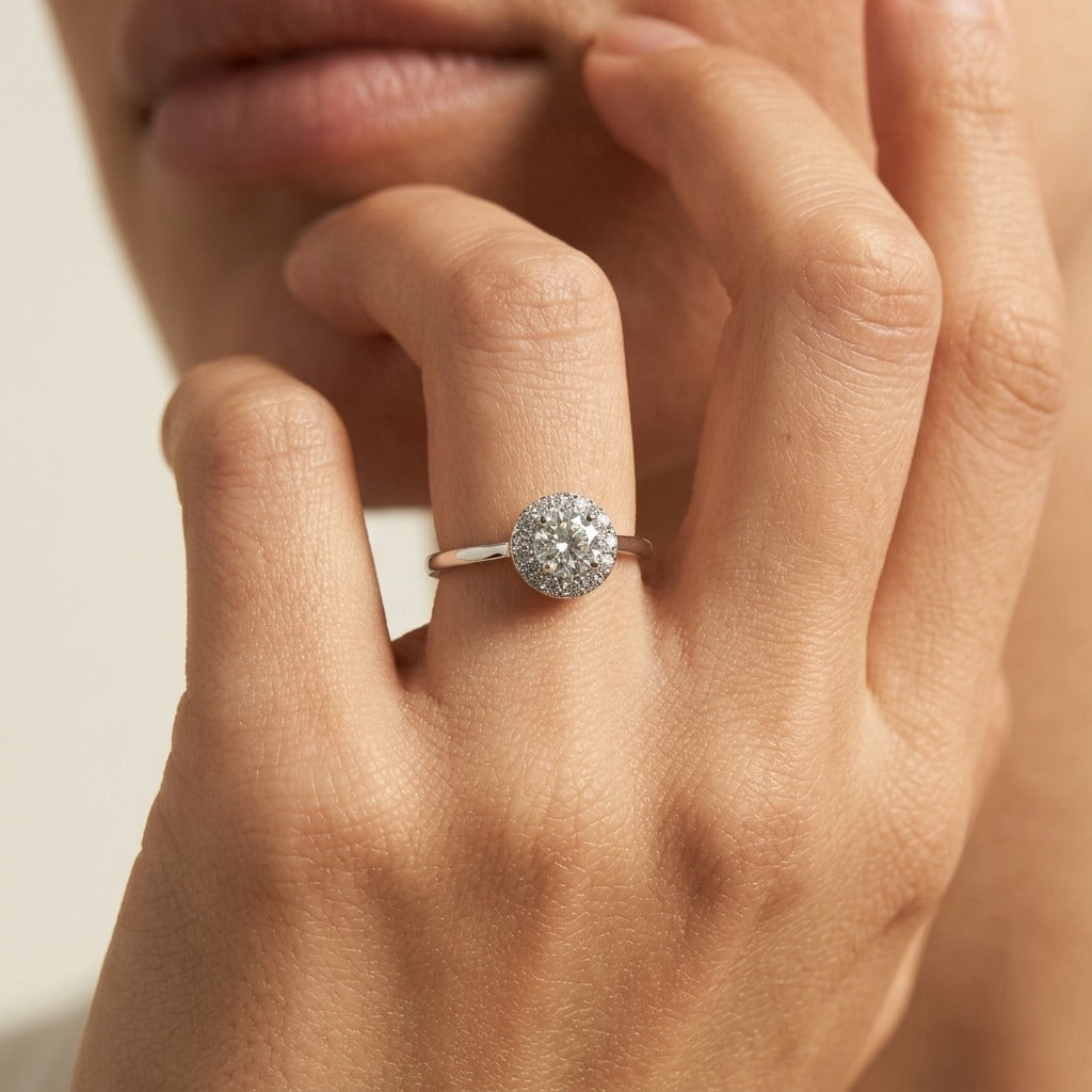 Ariana Crystal Silver Ring with Sparkling Crystal Centerpiece