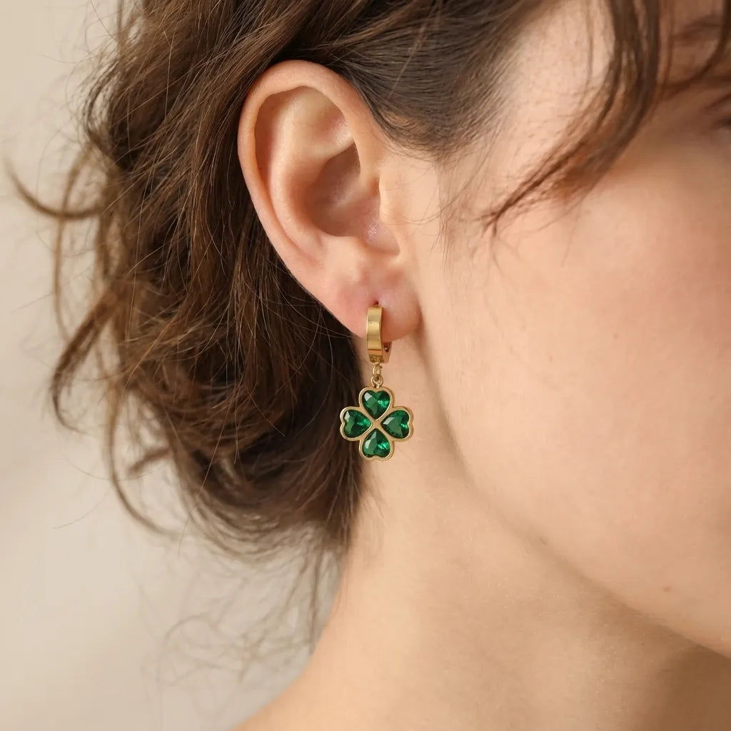 Ella Emerald Clover Earrings
