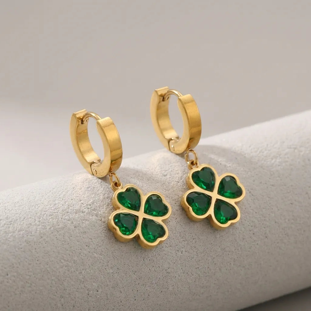 Ella Emerald Clover Earrings