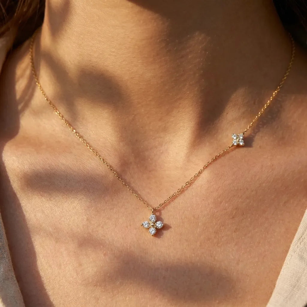 Emma Double Clover Crystal Necklace