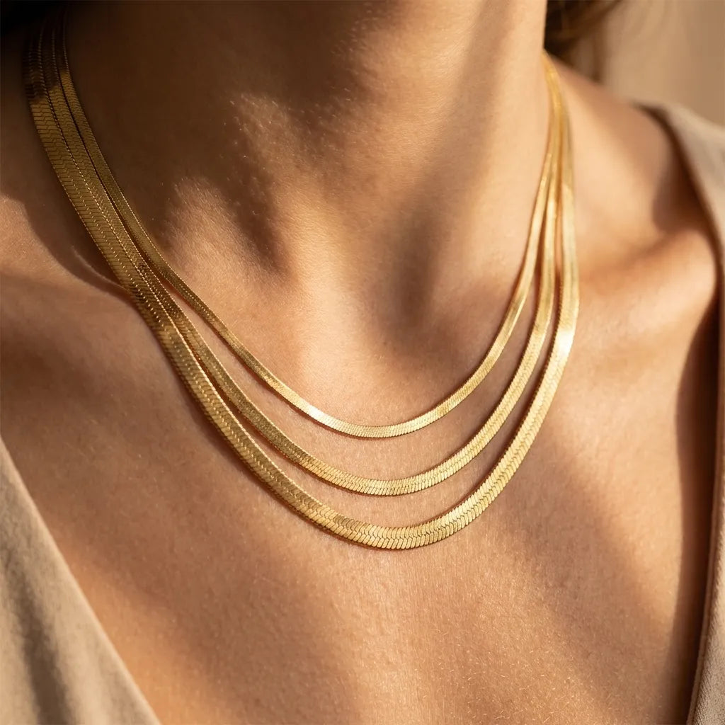 Eliza Gold Herringbone Necklace