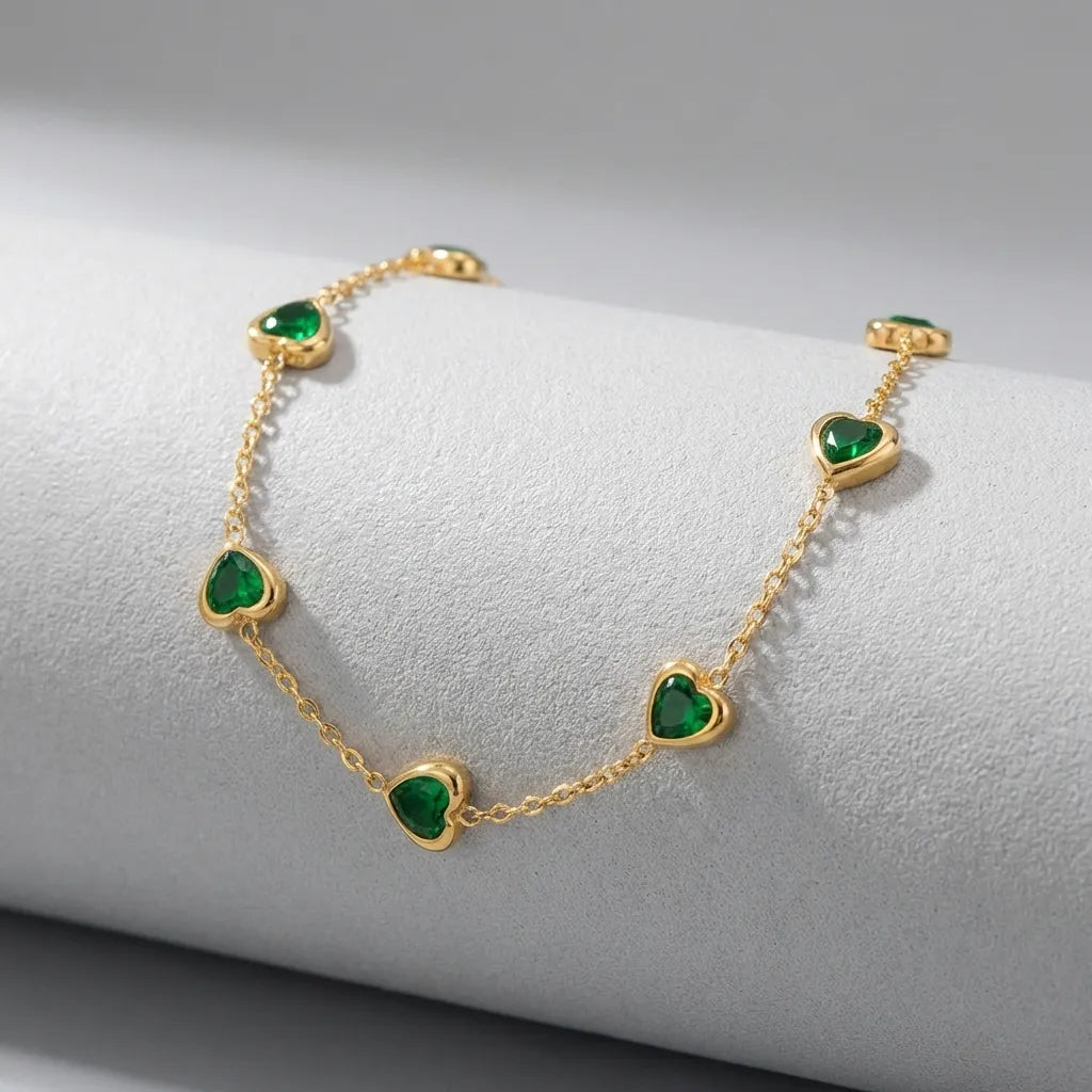 Jasmine Green Heart Bracelet