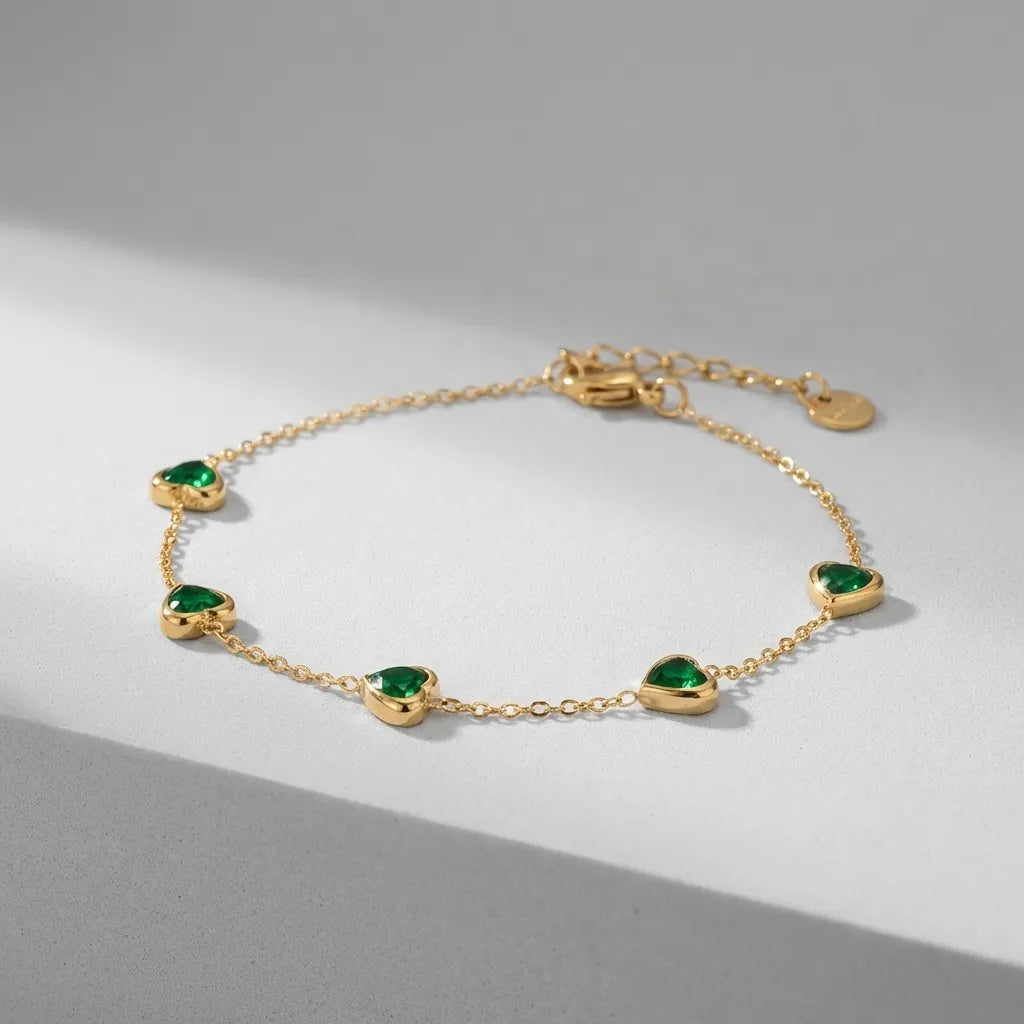 Jasmine Green Heart Bracelet
