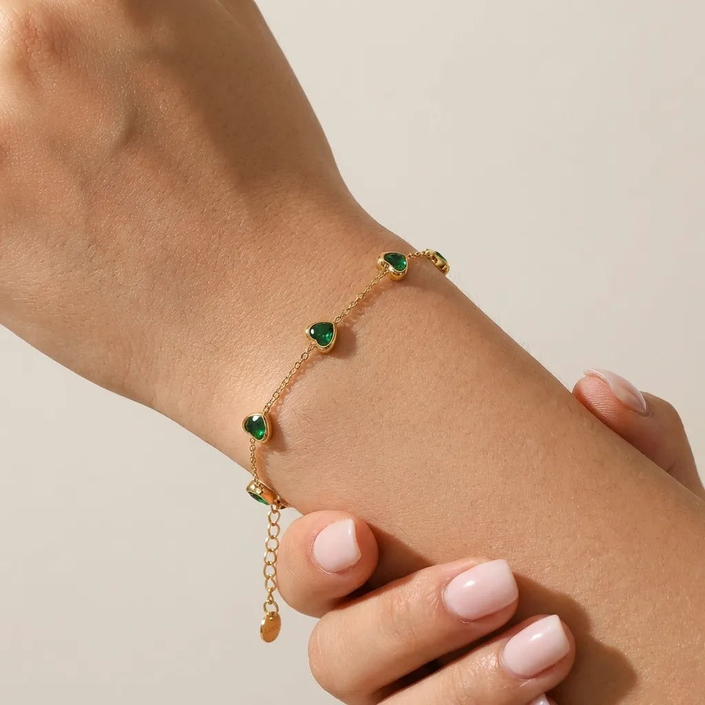 Jasmine Green Heart Bracelet