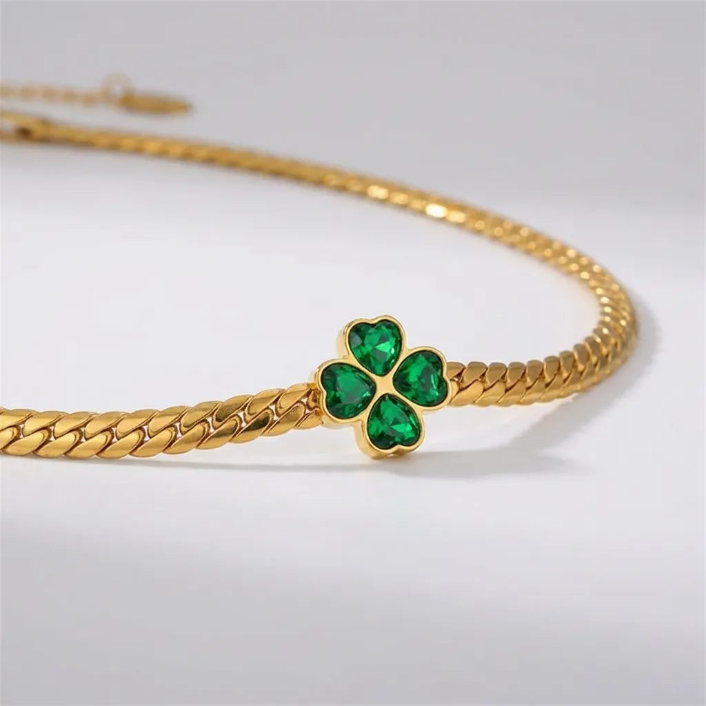 Emerald Clover Chain Necklace