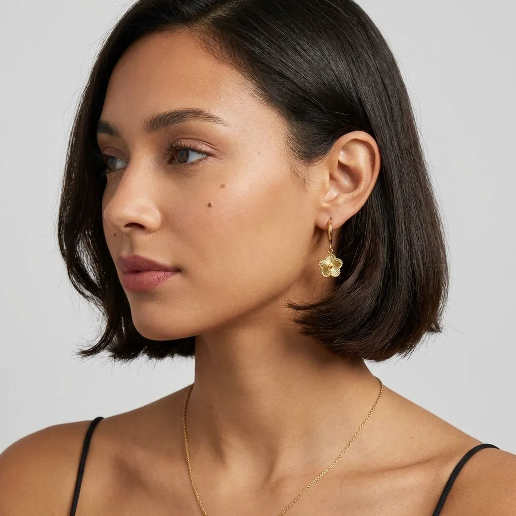 Rowena Flower Hoop Earrings