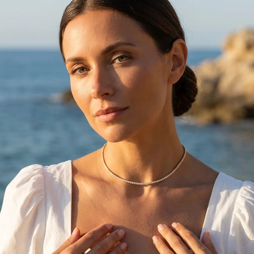 Emma Crystals Tennis Gold Choker