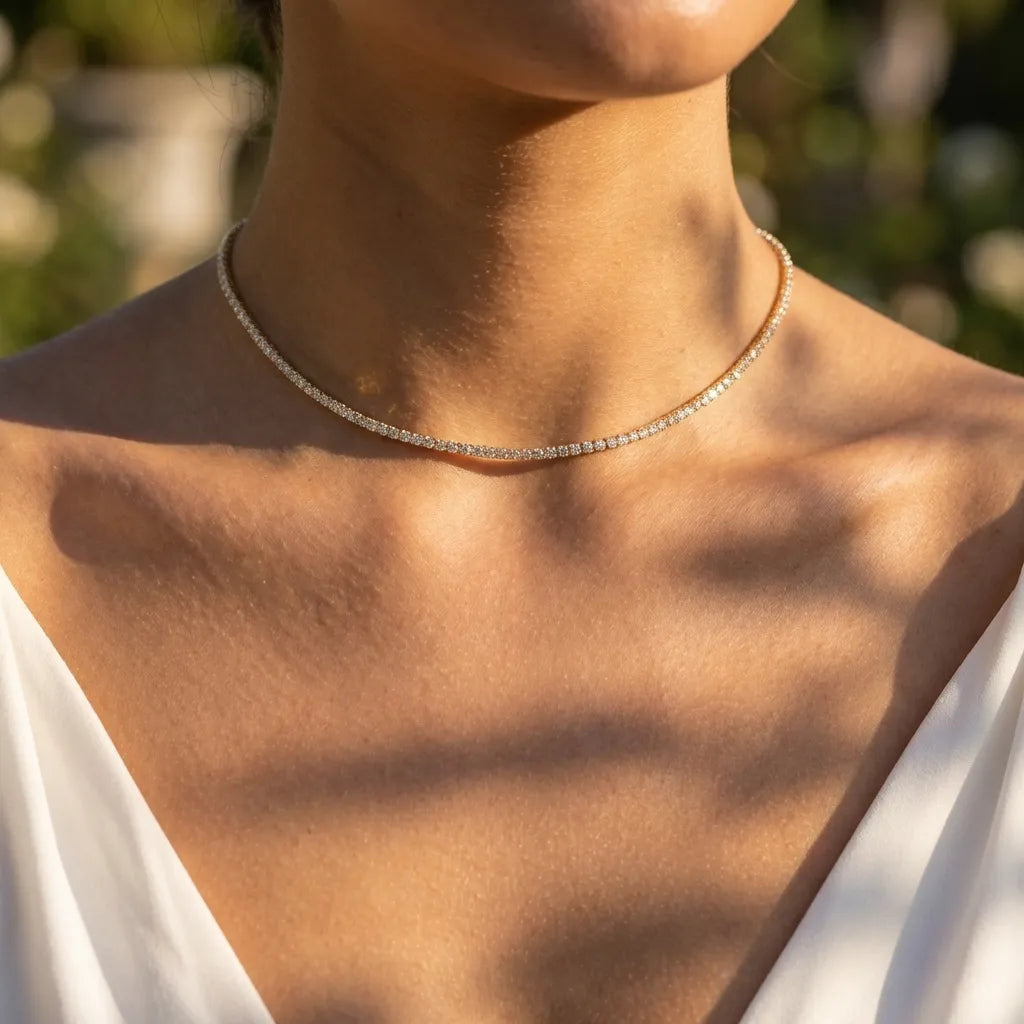 Emma Crystals Tennis Gold Choker