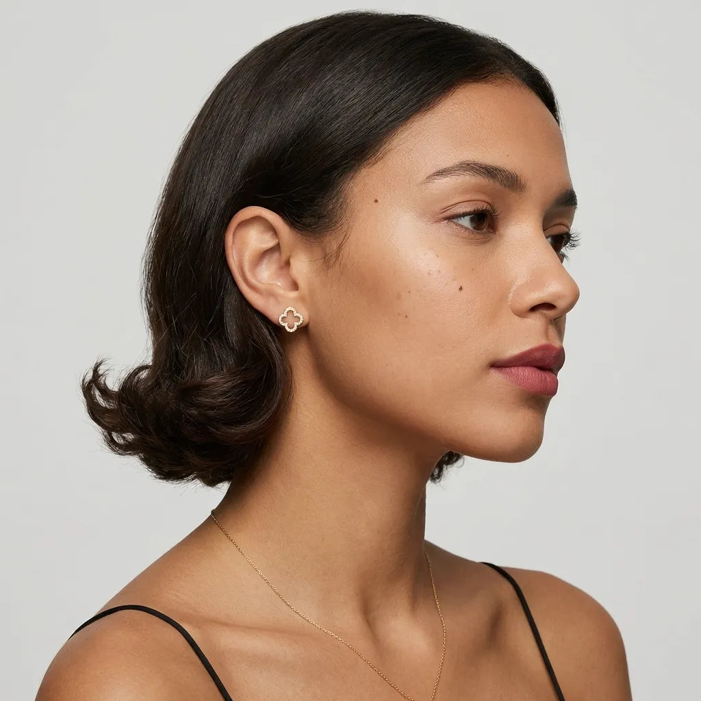 Daniella Crystal Clover Earrings