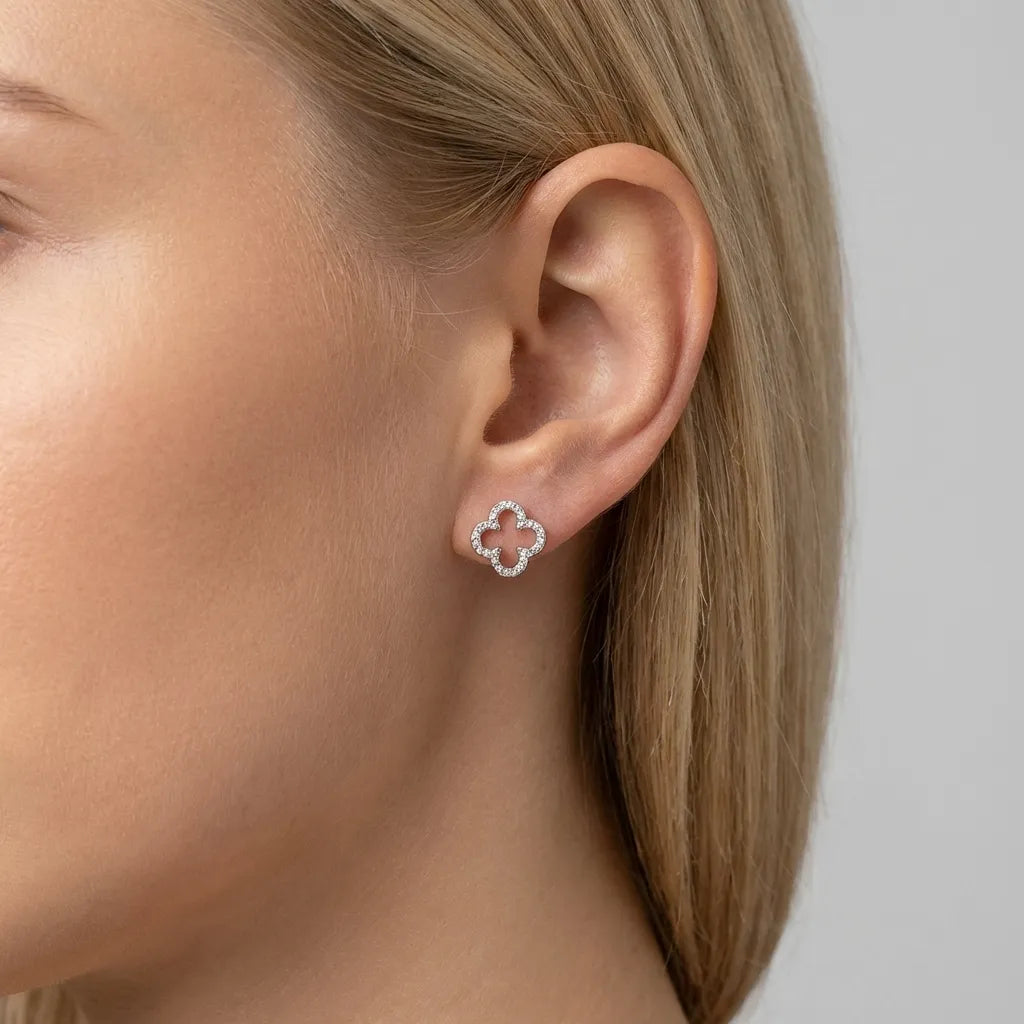 Daniella Crystal Clover Earrings