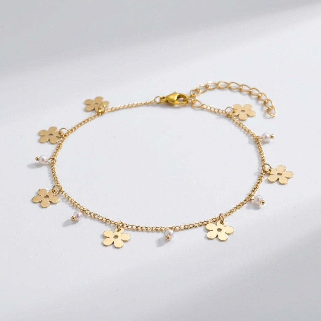 Léa Flower Gold Anklet