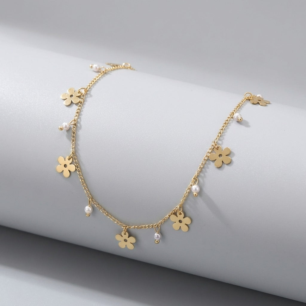 Léa Flower Gold Anklet