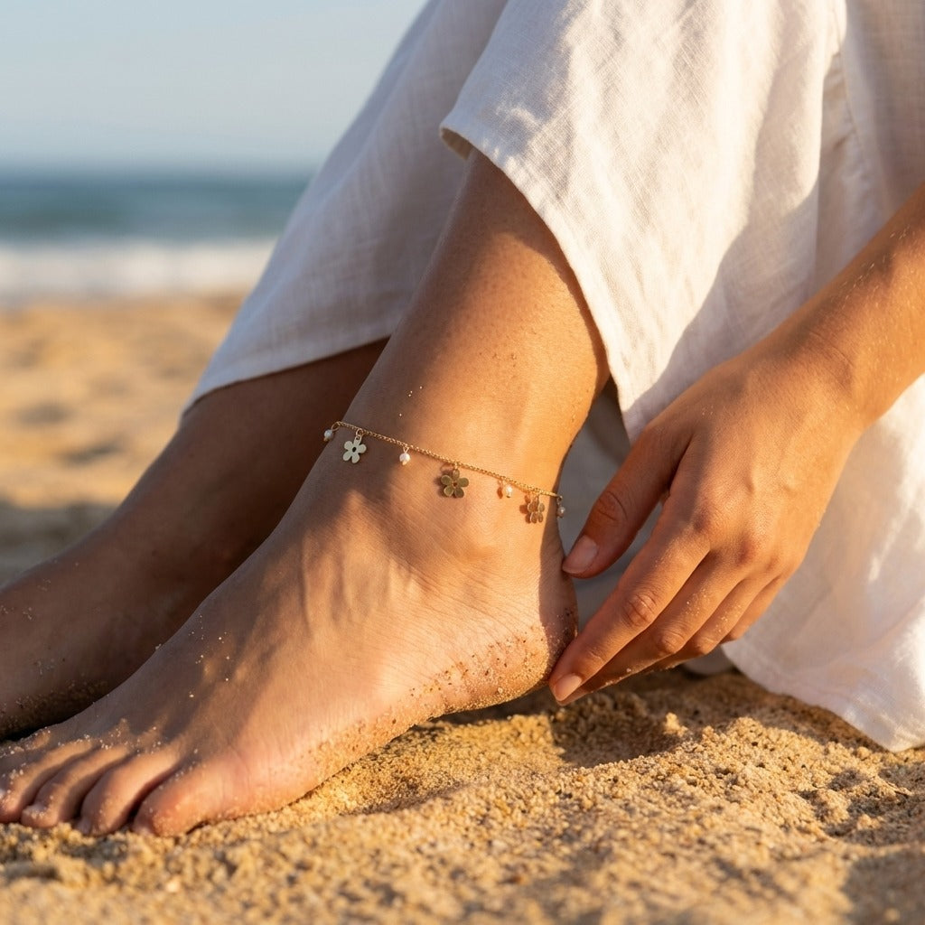 Léa Flower Gold Anklet
