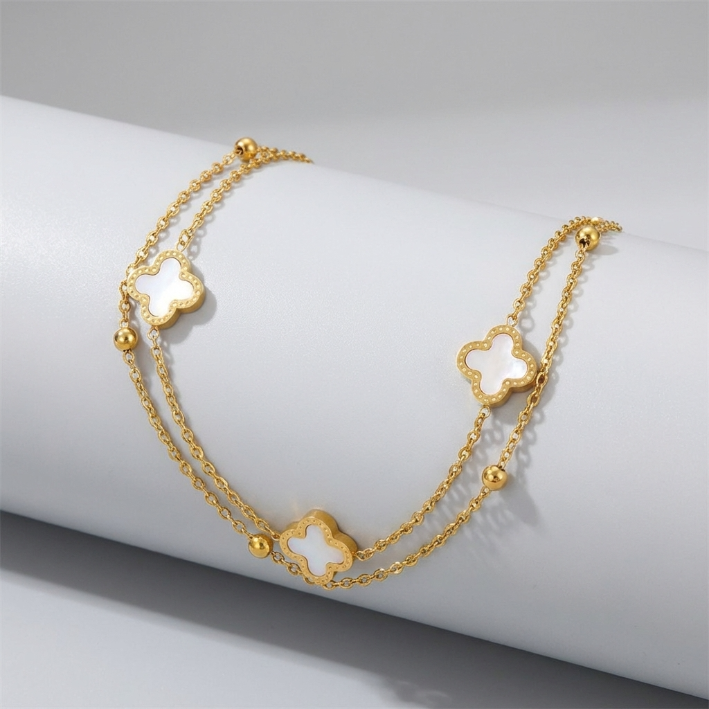 Olivia Clover Gold Anklet