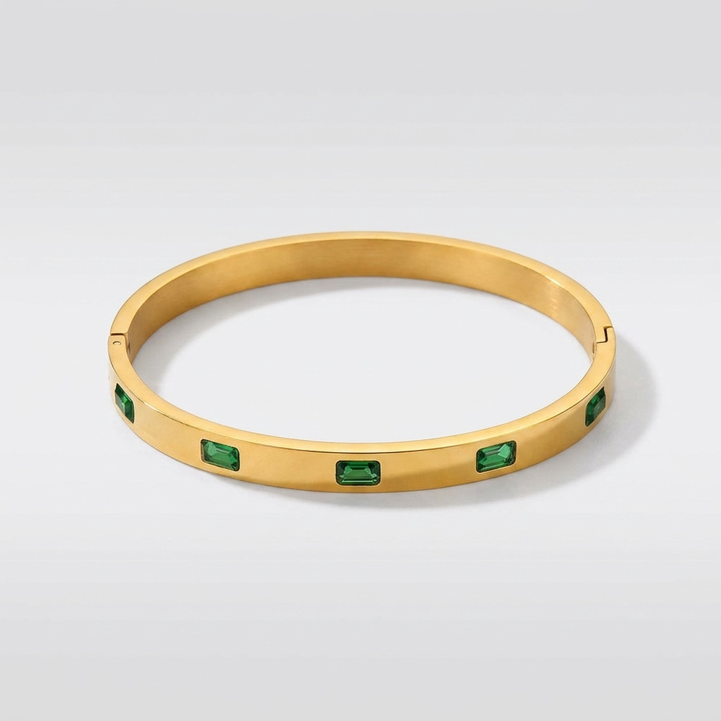 Hannah Green Crystal Gold Bangle