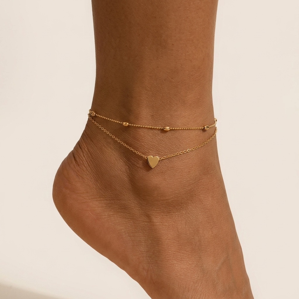 Rowena Gold Heart Anklet