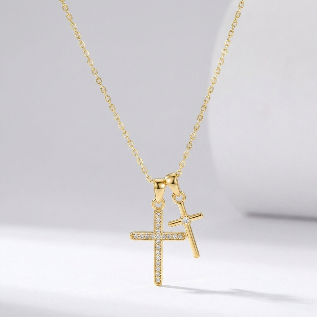 Camille Double Cross Necklace