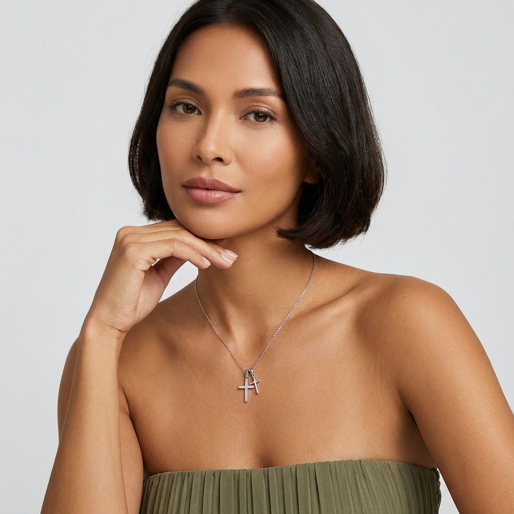 Camille Double Cross Necklace