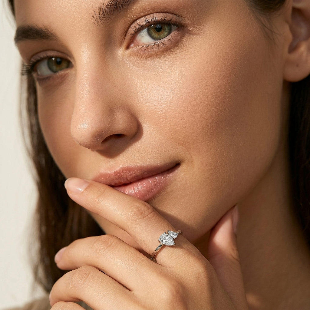 Luna Dual Crystal Silver Ring