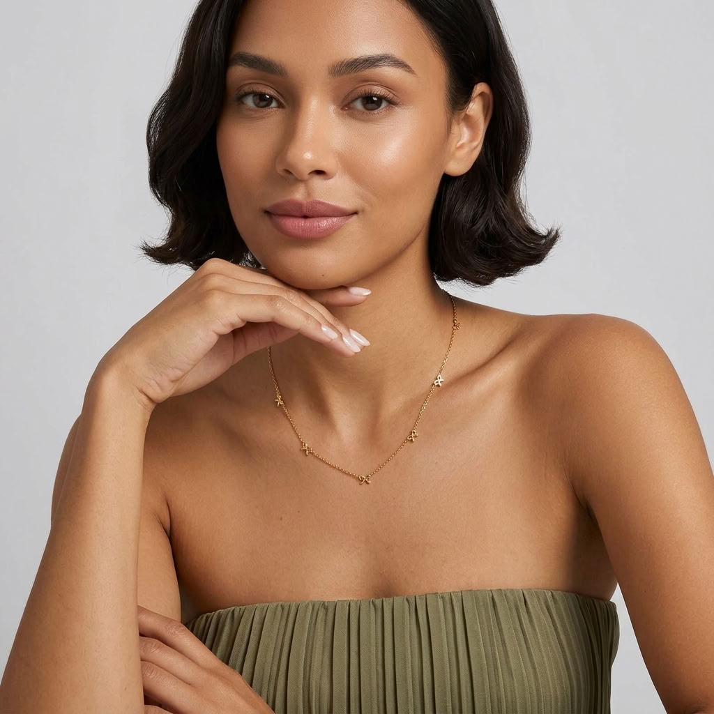 Ottavia Multi-Bow Gold Necklace