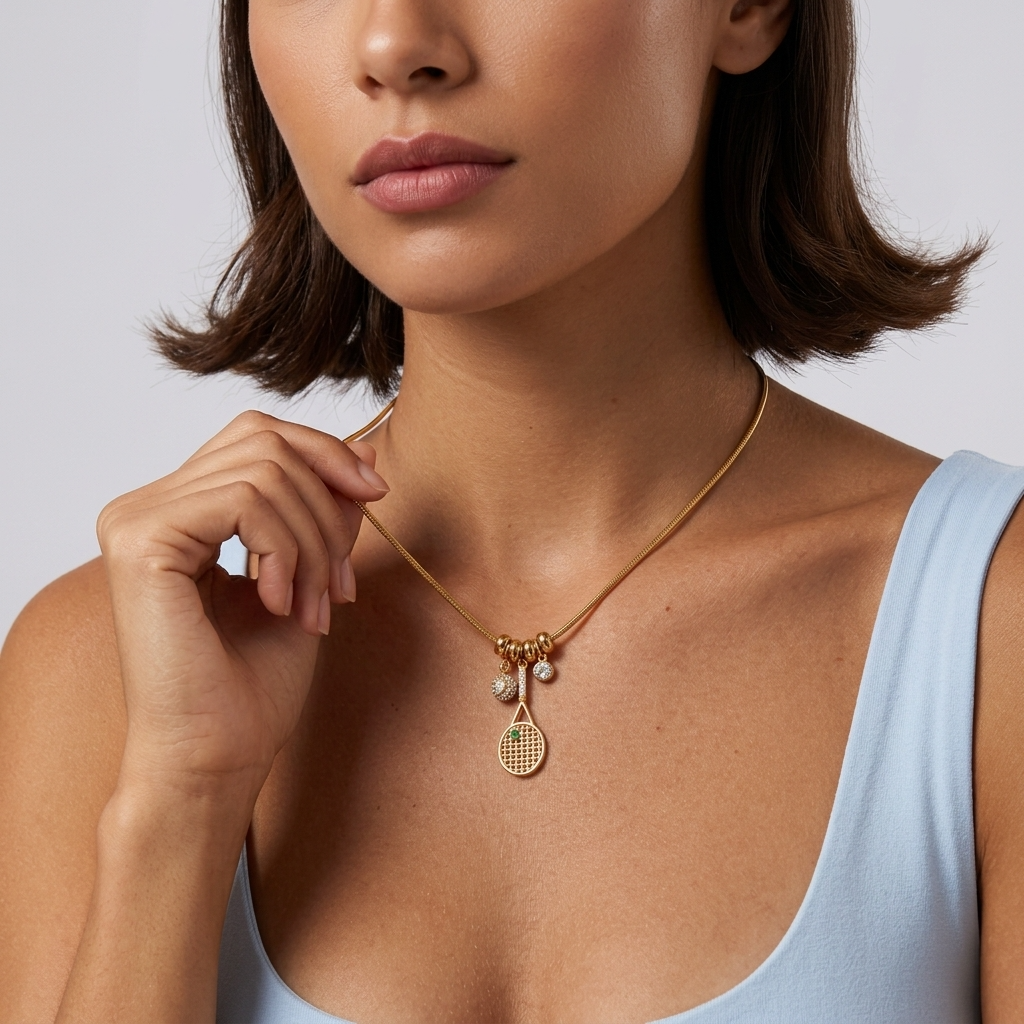 Marquise Tennis Charms Gold Necklace