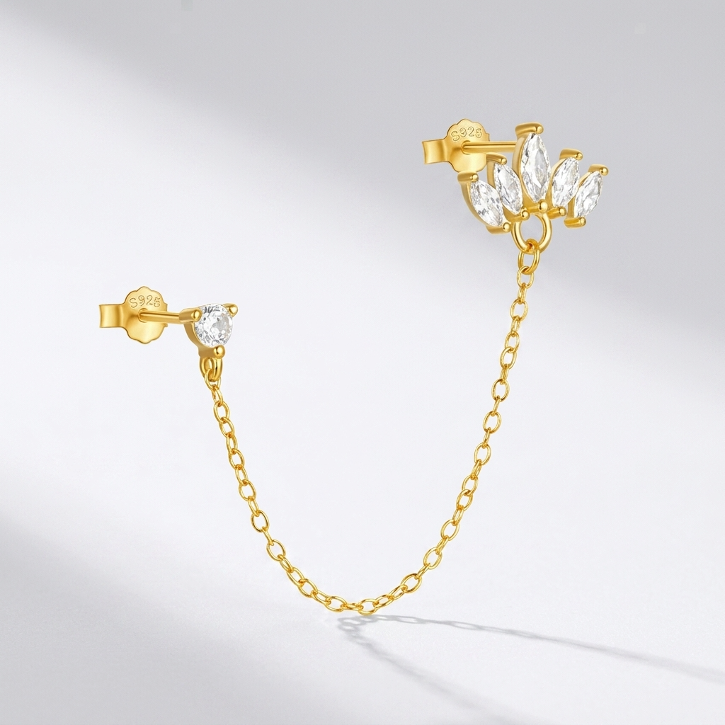 Colette Crown Crystals Gold Earring