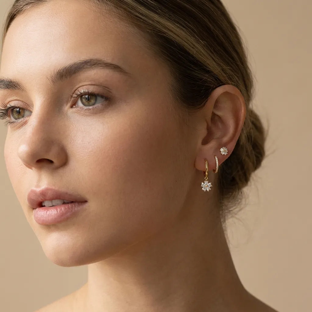 Lilly Crystal Flower Earrings Set