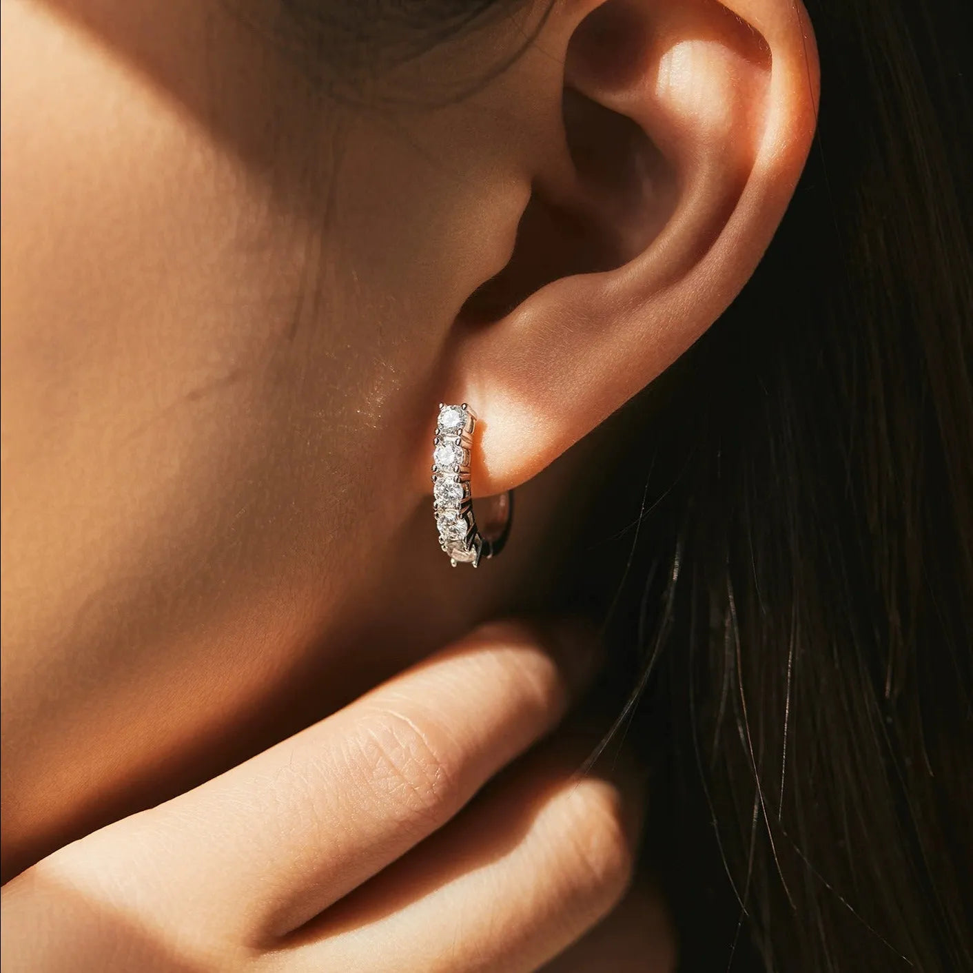 Amelia Pavé Silver Hoops