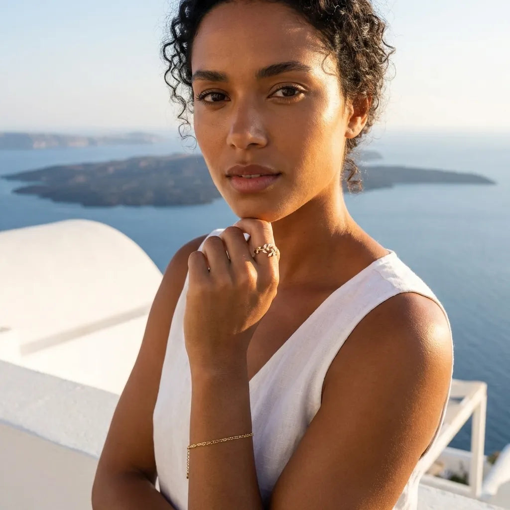 Flora Crystal Leaf Ring