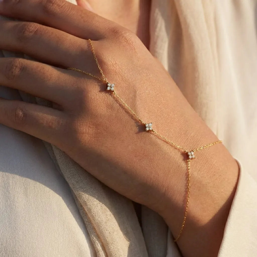 Emma Crystal Clover Hand Chain
